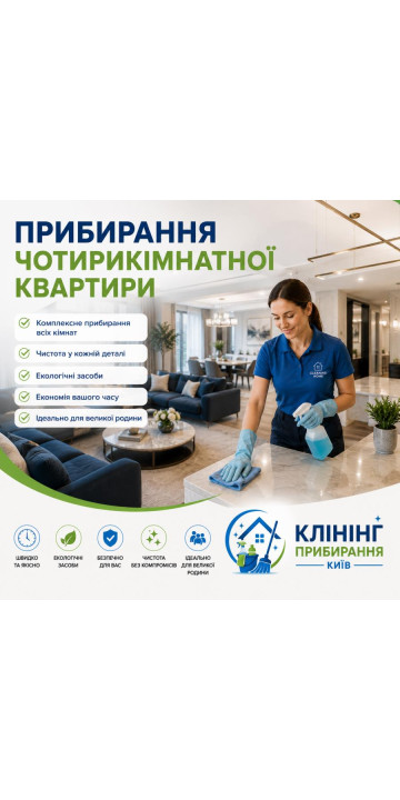 Уборка четырехкомнатной квартиры