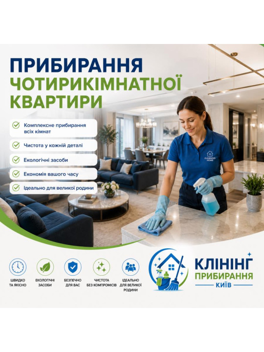 Уборка четырехкомнатной квартиры