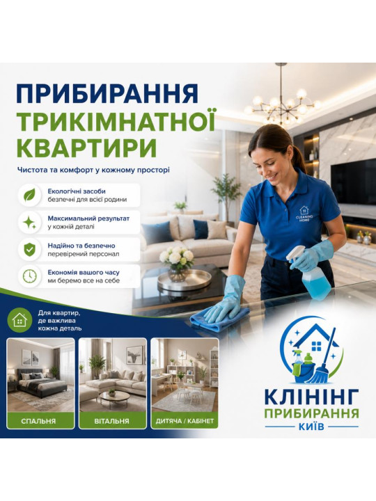 Уборка трехкомнатной квартиры